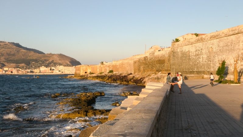 Stadtmauer in Trapani auf Sizilien in Italien