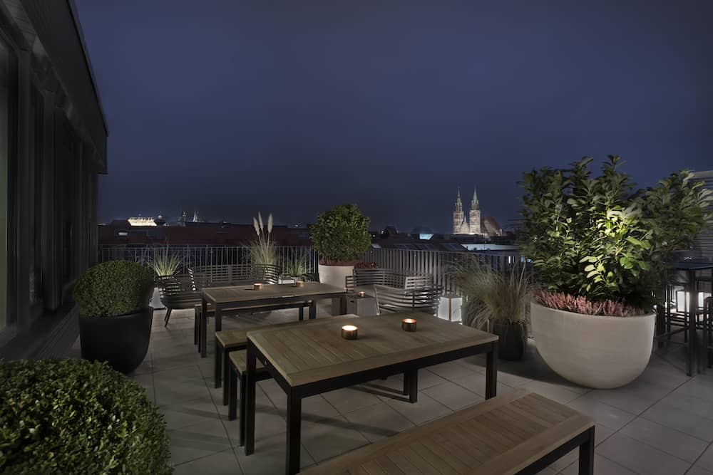 Aussicht von der Terrasse vom Adina Apartment Hotel Nuremberg