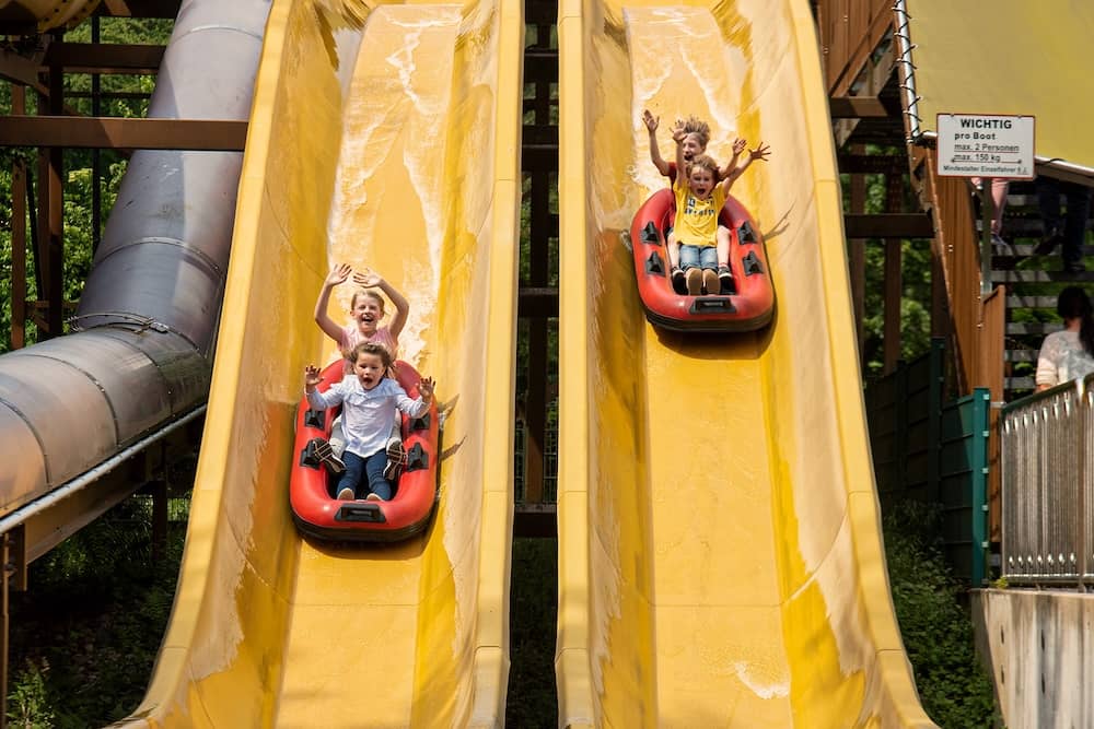 Schlauchbootrutsche im Ketteler Hof in NRW mit Kindern