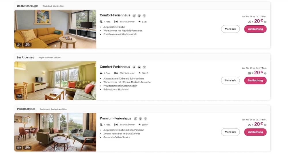 Ferienhaus-Wettrennen Preise bei Center Parcs